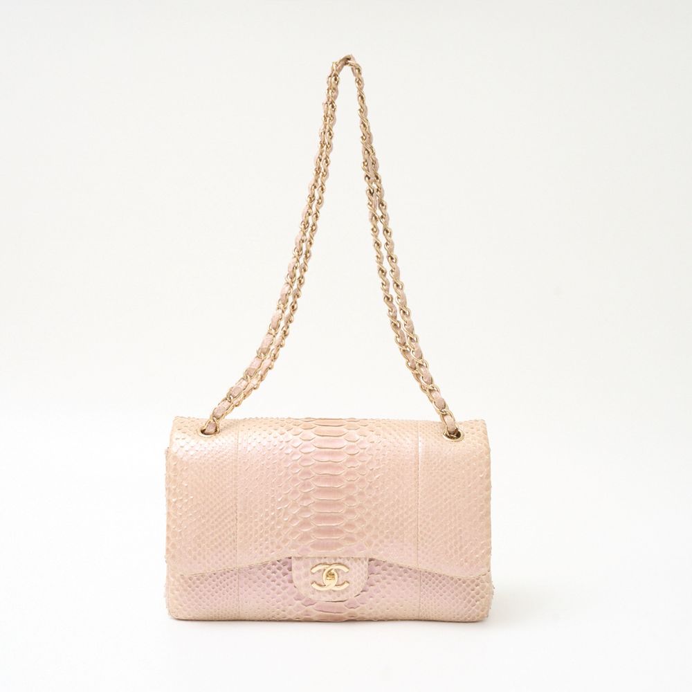 Chanel Bag Python Chain Pink Beige Shoulder Matelasse - Picture 2 of 16